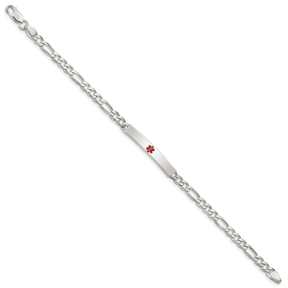 Sterling Silver Polished Medical Figaro Link ID Bracelet