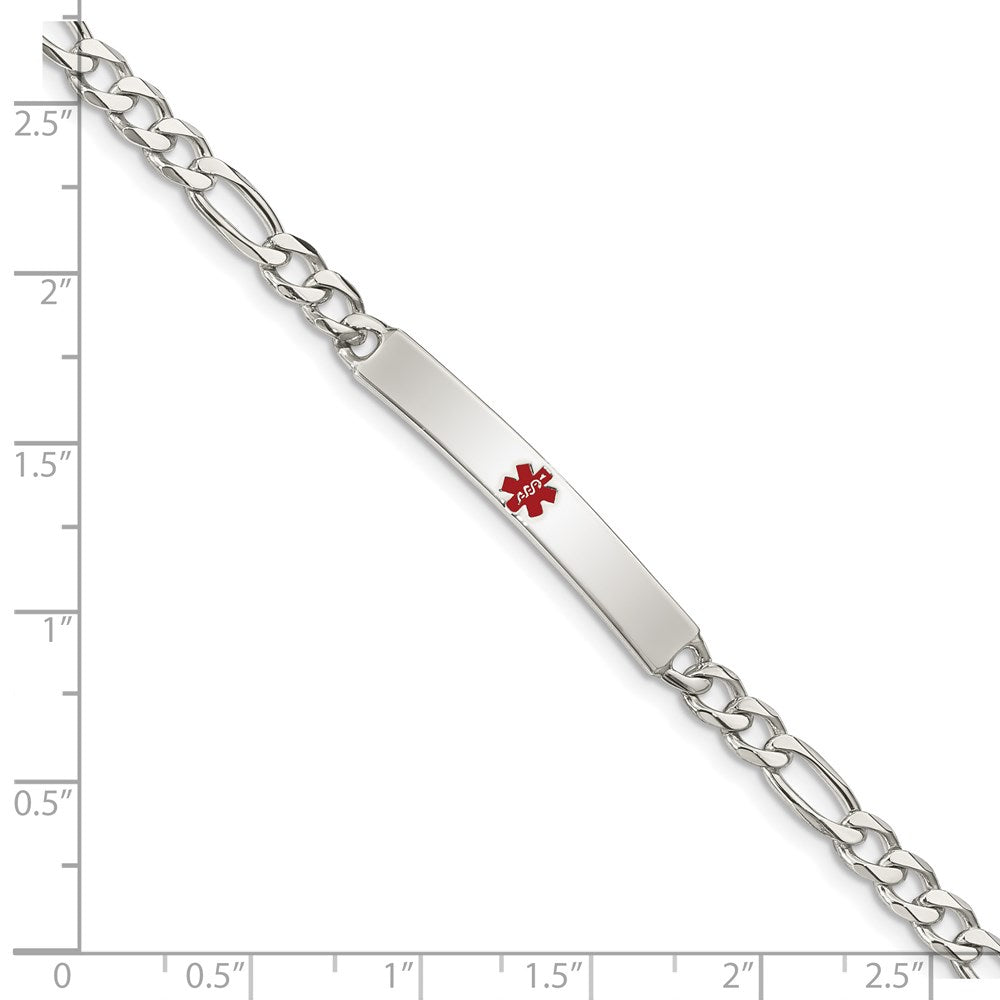 Sterling Silver Polished Medical Figaro Link ID Bracelet