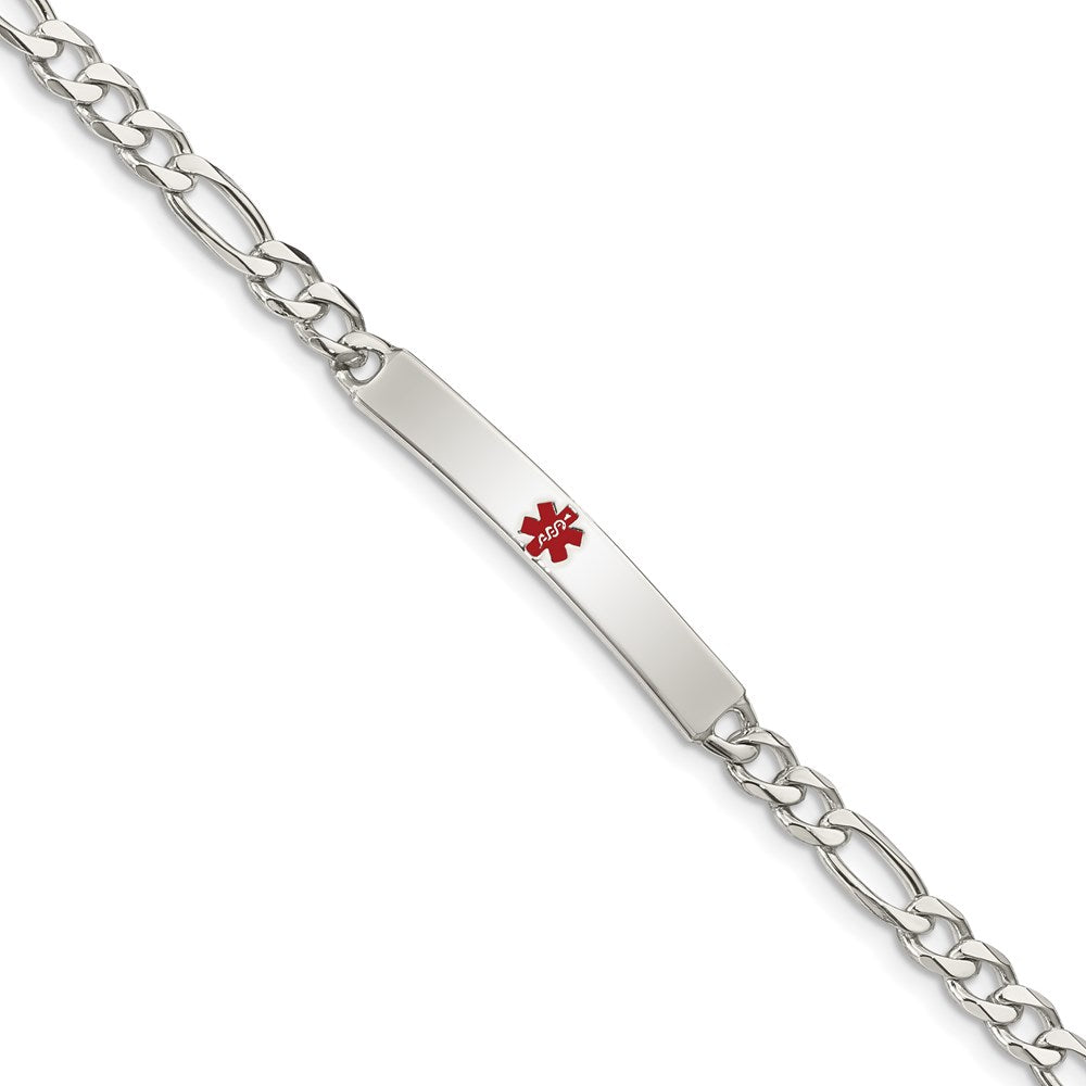 Sterling Silver Polished Medical Figaro Link ID Bracelet