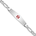 Sterling Silver Rhodium-plated Medical ID Figaro Link Bracelet