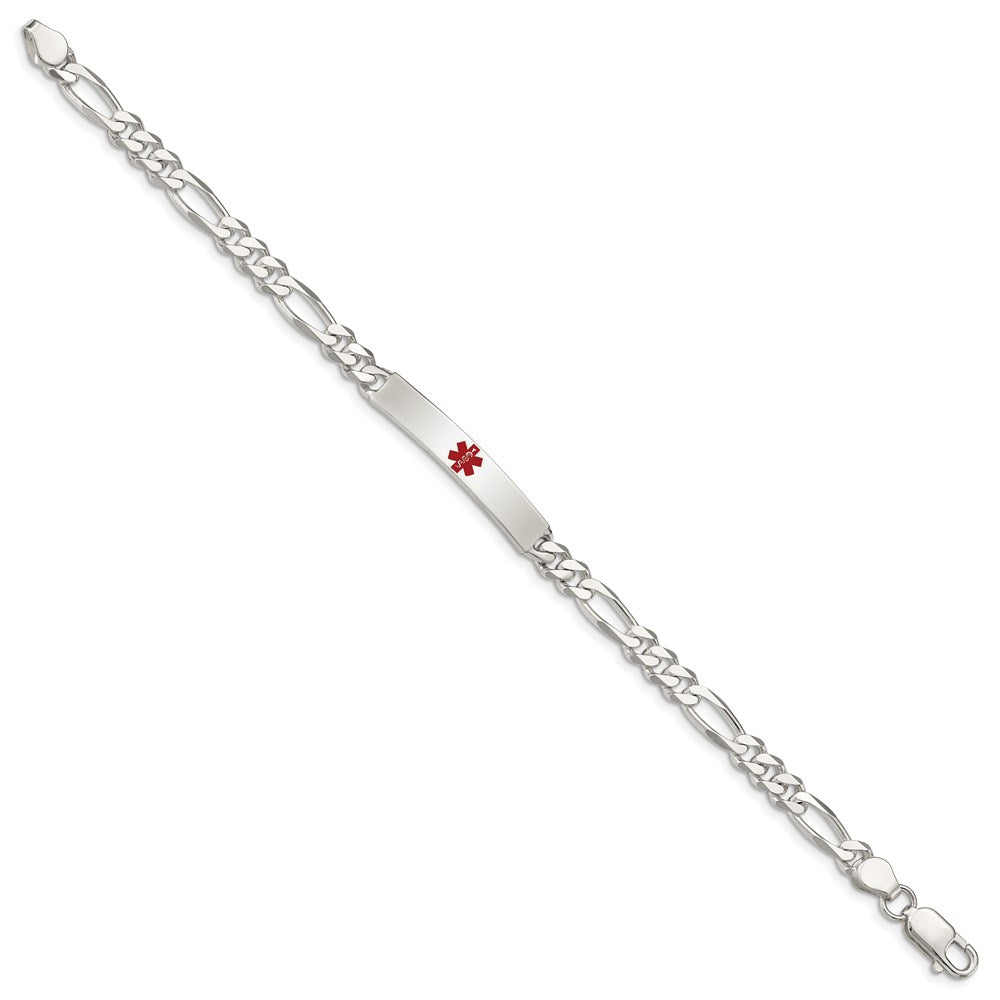 Sterling Silver Polished Medical Figaro Link ID Bracelet