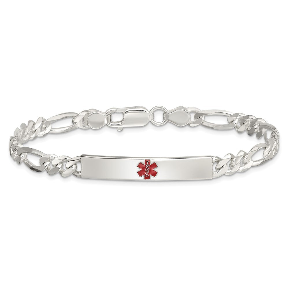 Sterling Silver Polished Medical Figaro Link ID Bracelet