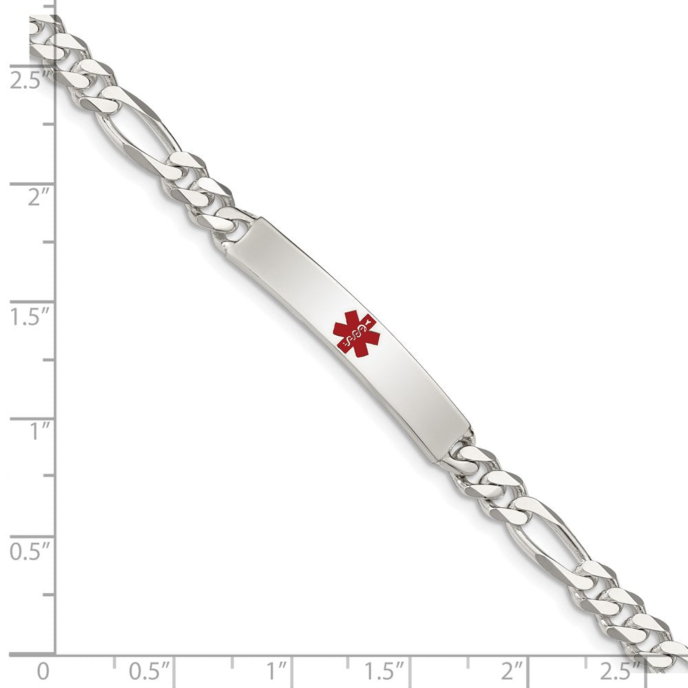 Sterling Silver Polished Medical Figaro Link ID Bracelet