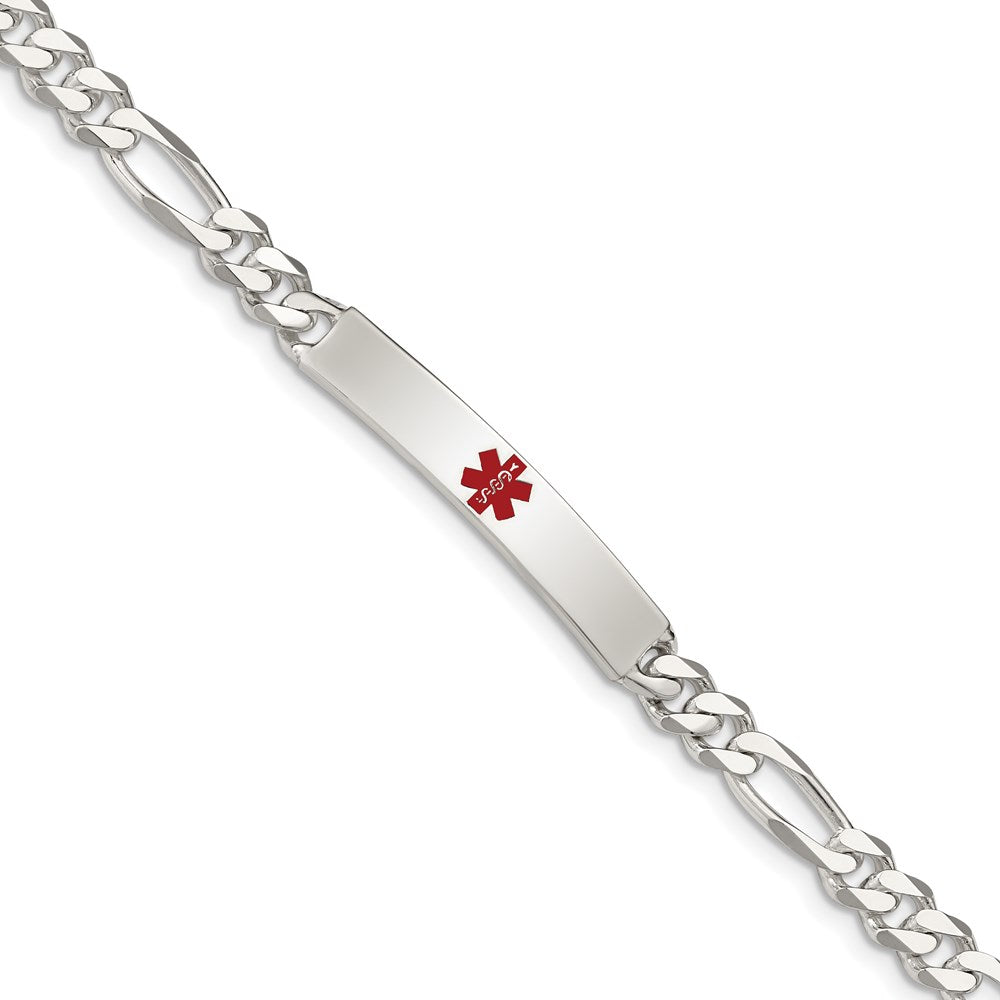 Sterling Silver Polished Medical Figaro Link ID Bracelet