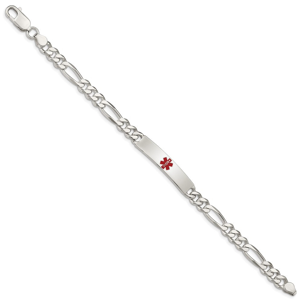 Sterling Silver Polished Medical Figaro Link ID Bracelet
