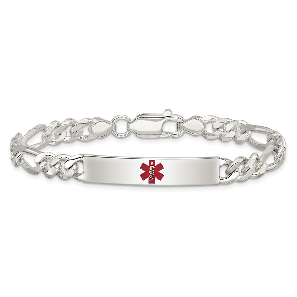 Sterling Silver Polished Medical Figaro Link ID Bracelet