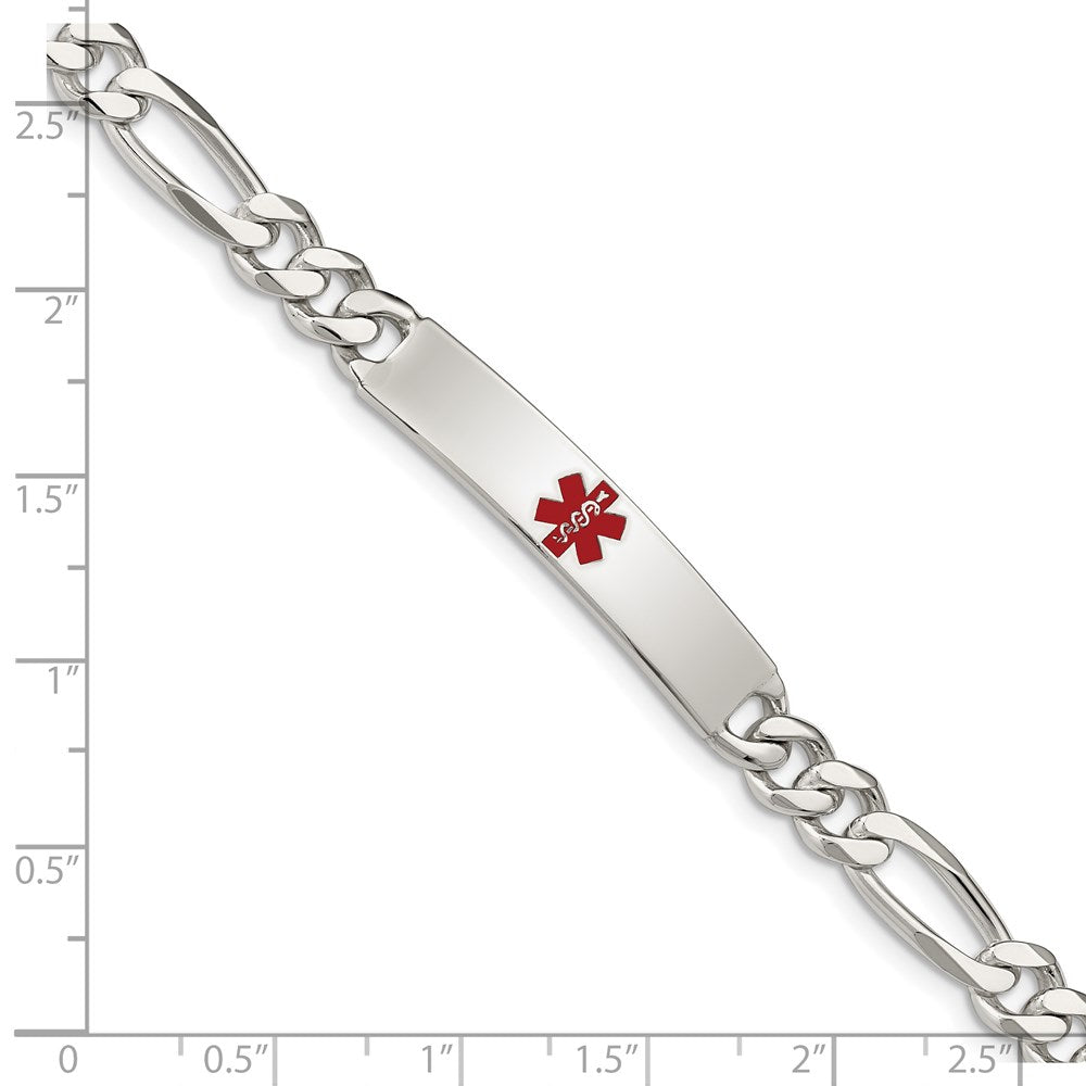 Sterling Silver Polished Medical Figaro Link ID Bracelet