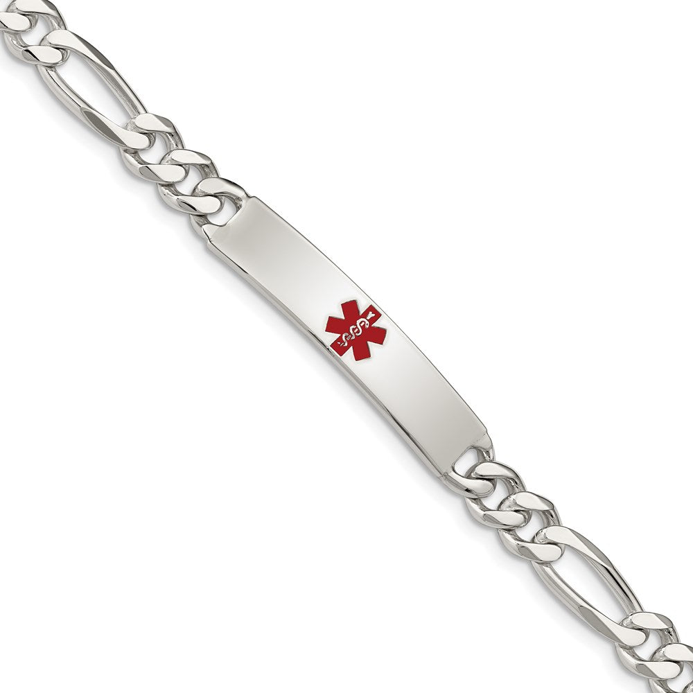 Sterling Silver Polished Medical Figaro Link ID Bracelet