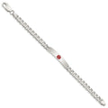 Sterling Silver Polished Medical Curb Link ID Bracelet