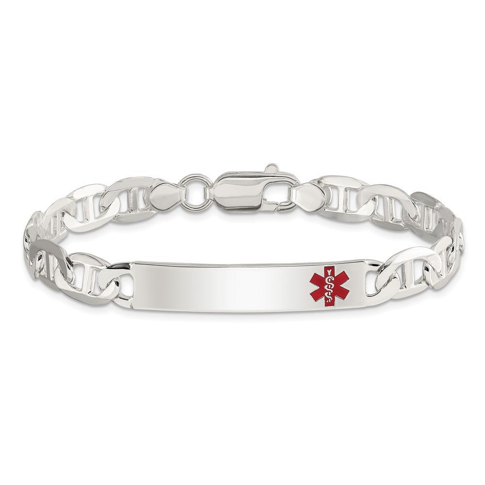 Sterling Silver Polished Medical Anchor Link ID Bracelet