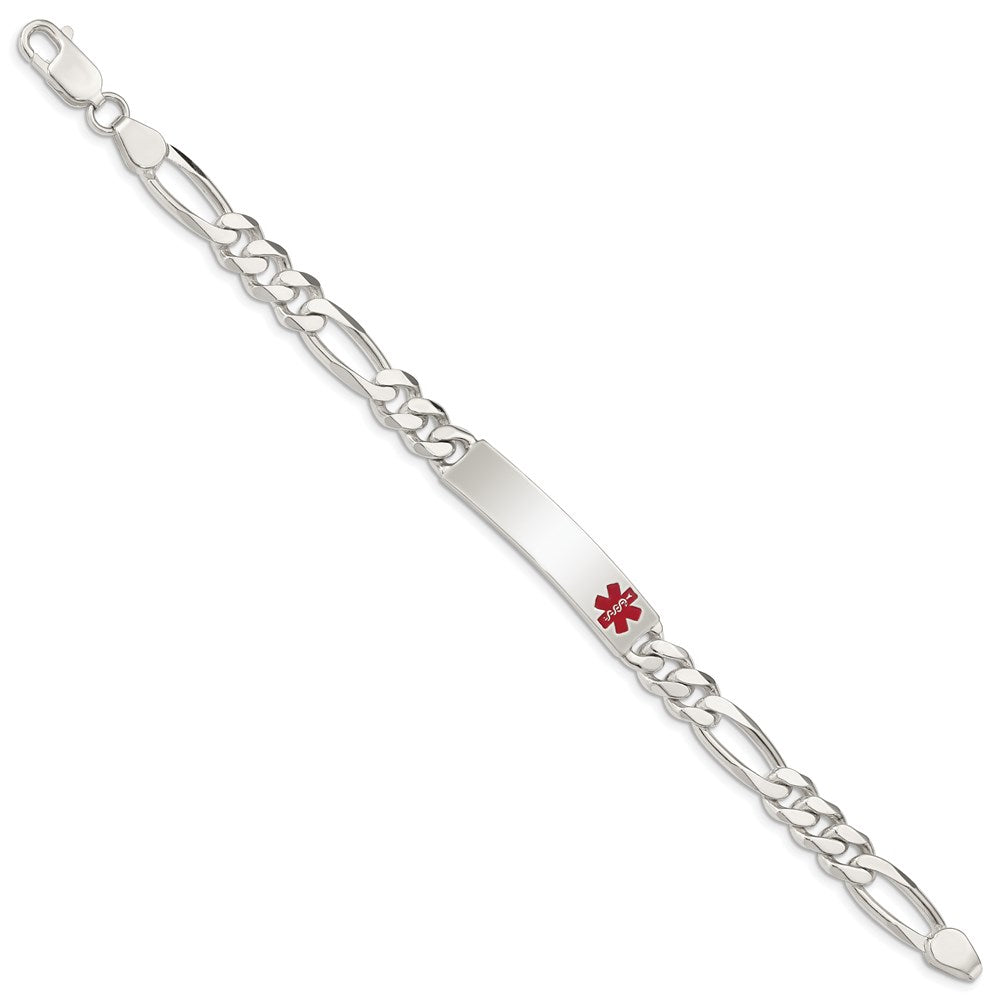 Sterling Silver Polished Medical Figaro Link ID Bracelet