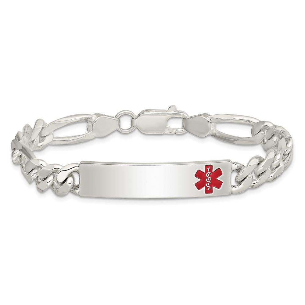 Sterling Silver Polished Medical Figaro Link ID Bracelet