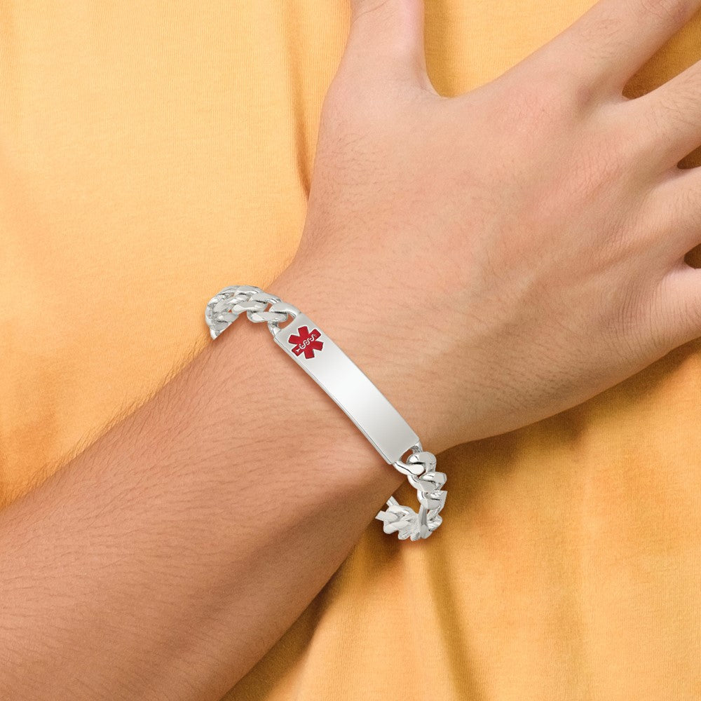 Sterling Silver Polished Medical Figaro Link ID Bracelet