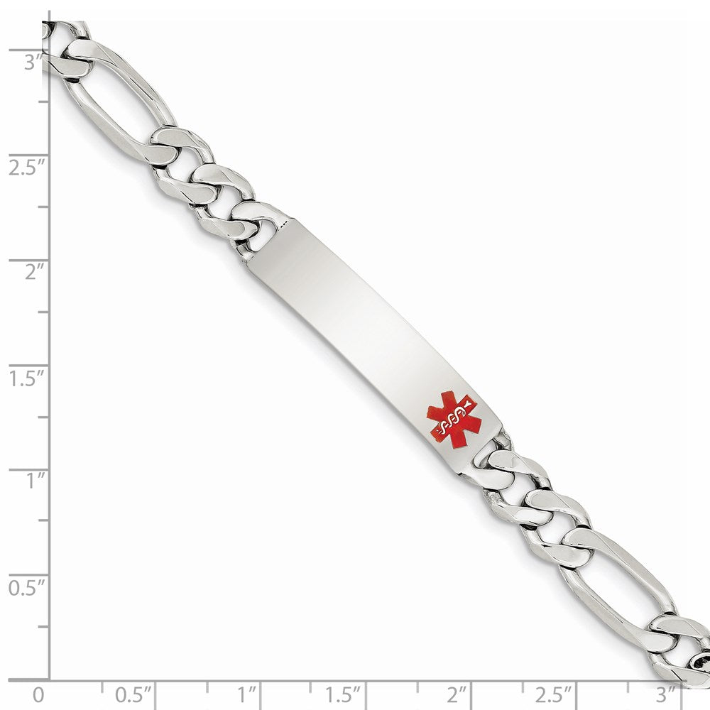 Sterling Silver Polished Medical Figaro Link ID Bracelet