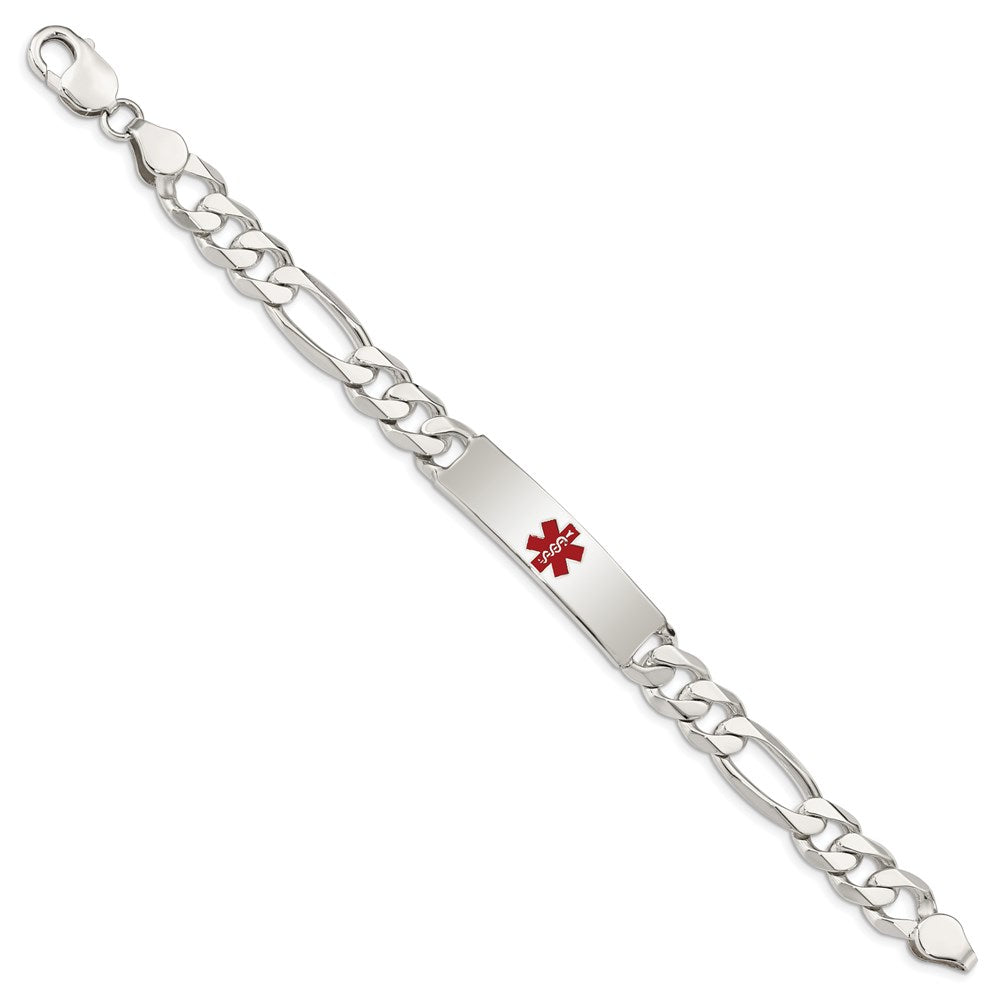 Sterling Silver Polished Medical Figaro Link ID Bracelet
