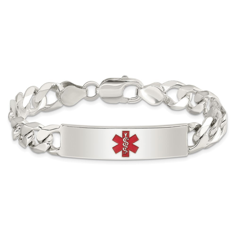 Sterling Silver Polished Medical Figaro Link ID Bracelet