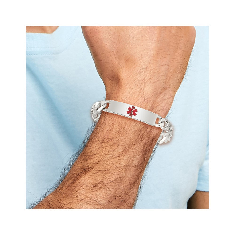 Sterling Silver Polished Medical Figaro Link ID Bracelet