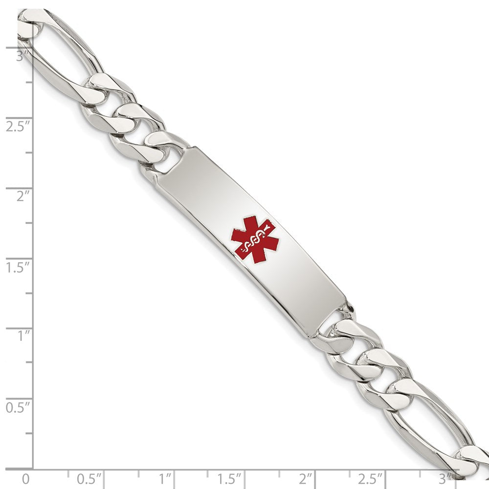 Sterling Silver Polished Medical Figaro Link ID Bracelet