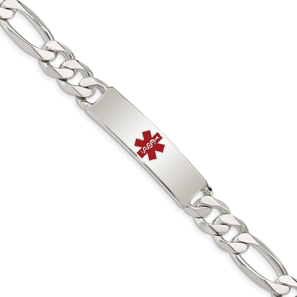 Sterling Silver Polished Medical Figaro Link ID Bracelet