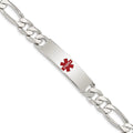 Sterling Silver Polished Medical Figaro Link ID Bracelet