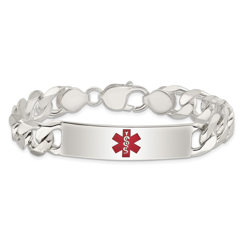Sterling Silver Polished Medical Curb Link ID Bracelet