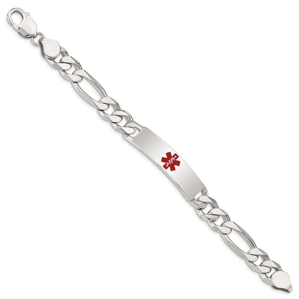 Sterling Silver Polished Medical Figaro Link ID Bracelet