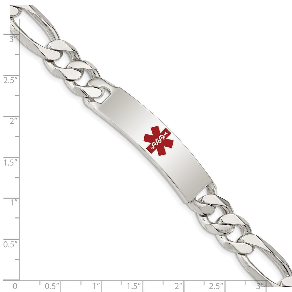 Sterling Silver Polished Medical Figaro Link ID Bracelet