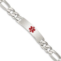 Sterling Silver Polished Medical Figaro Link ID Bracelet