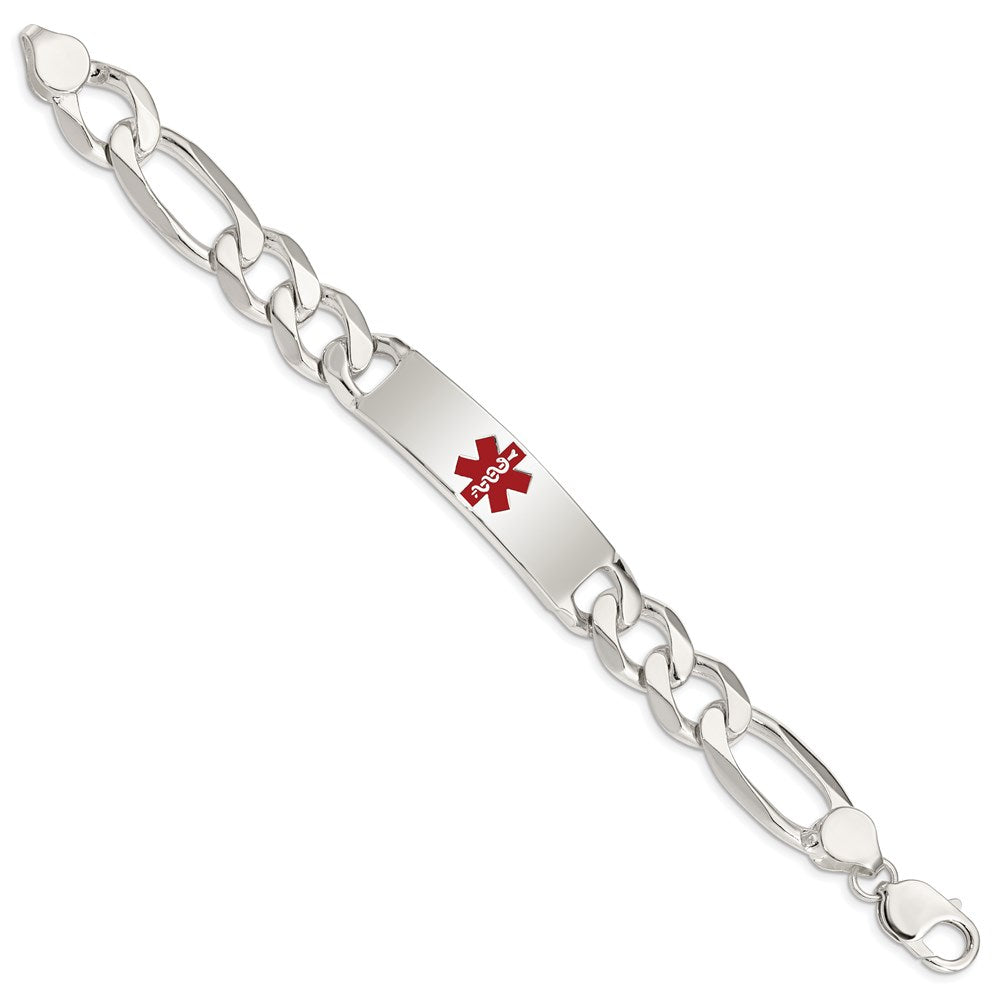 Sterling Silver Polished Medical Figaro Link ID Bracelet