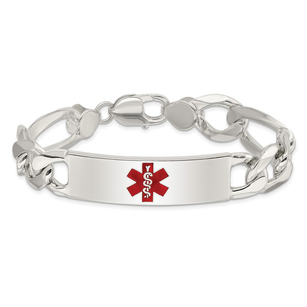 Sterling Silver Polished Medical Figaro Link ID Bracelet