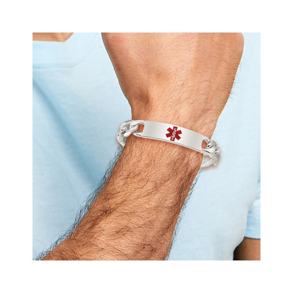 Sterling Silver Polished Medical Figaro Link ID Bracelet