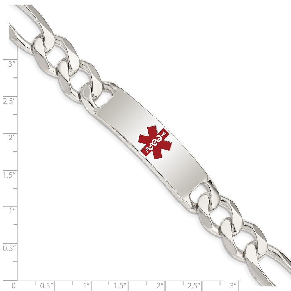 Sterling Silver Polished Medical Figaro Link ID Bracelet