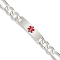 Sterling Silver Polished Medical Figaro Link ID Bracelet