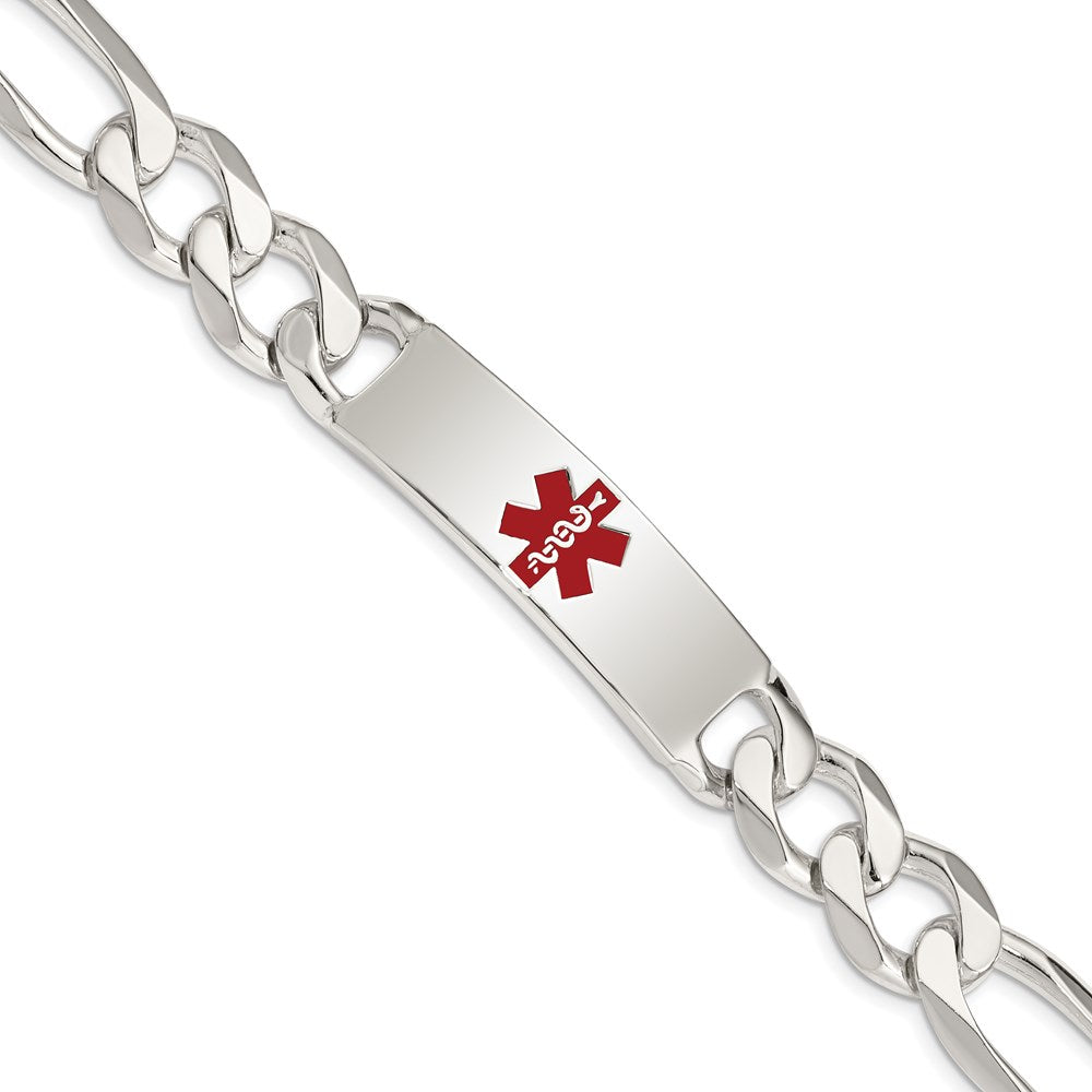 Sterling Silver Polished Medical Figaro Link ID Bracelet