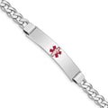 Sterling Silver Rhodium-plated Medical ID Curb Link Bracelet