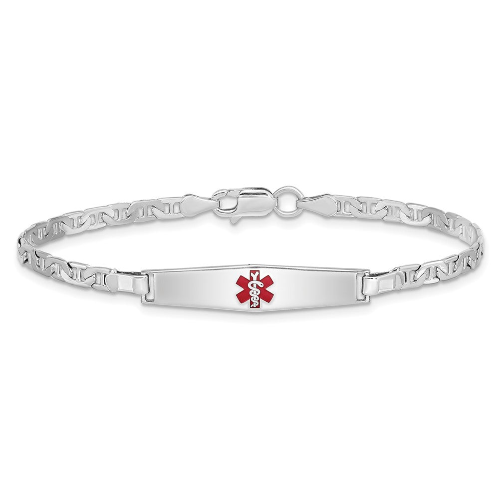Sterling Silver Rhodium-plated Medical ID Anchor Link Bracelet