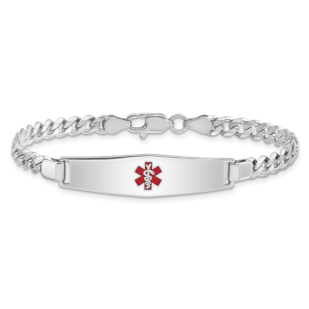 Sterling Silver Rhodium-plated Medical ID Curb Link Bracelet