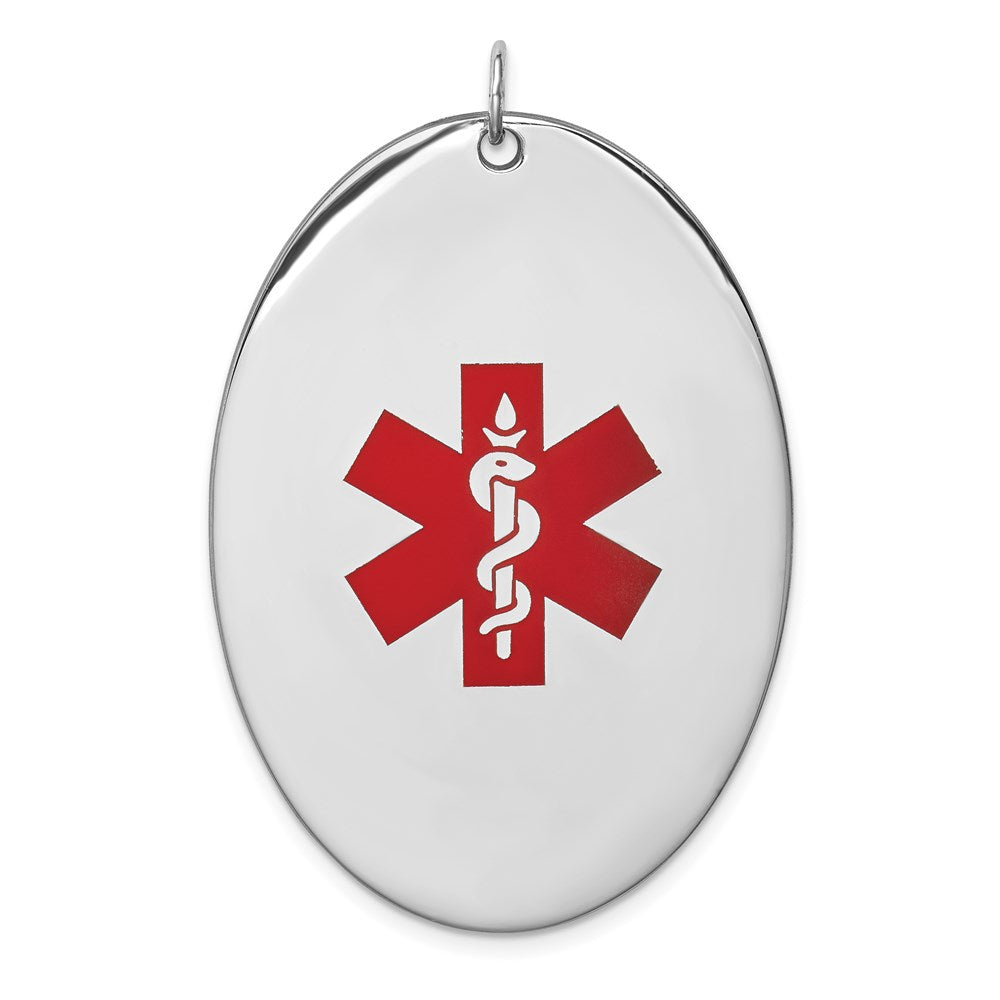 Sterling Silver Rhodium-plated Oval Medical Jewelry Pendant