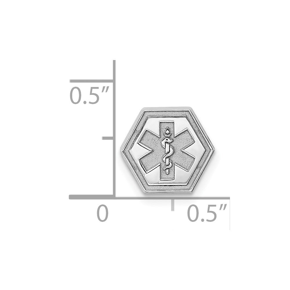 Sterling Silver Rhod-plt Non-enameled Attachable Emblem Medical Charm