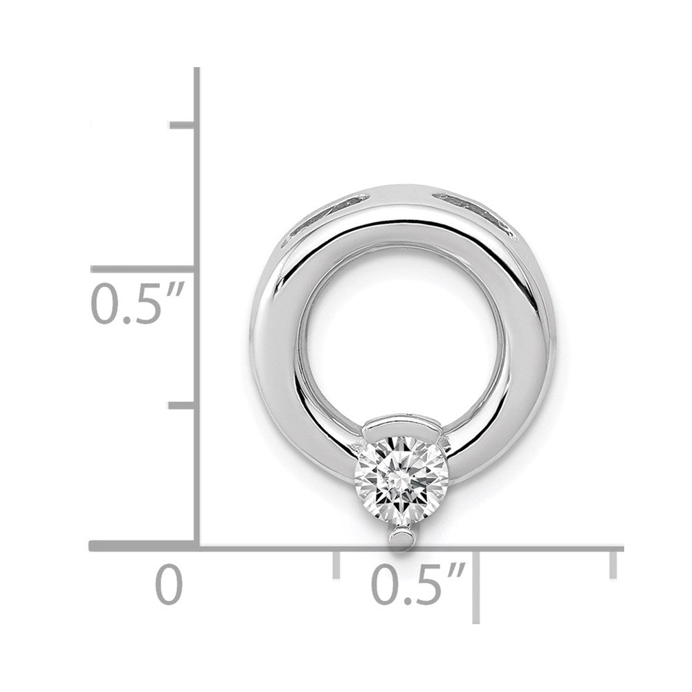 14k White Gold Circle 4mm Diamond Chain Slide Mtg