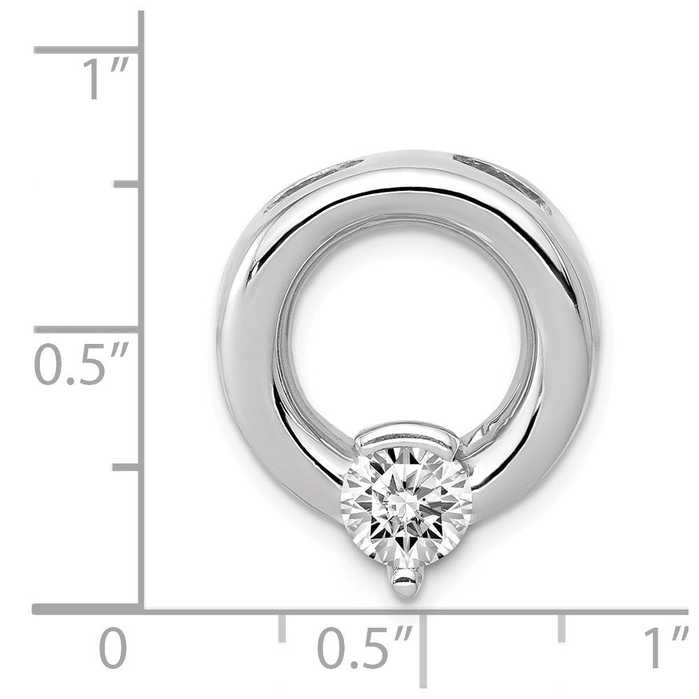 14k White Gold Circle 6.5mm Diamond Chain Slide Mtg