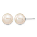 14k White Gold 10-11mm White Round FW Cultured Pearl Stud Post Earrings