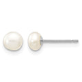 14k White Gold 4-5mm White Button FW Cultured Pearl Stud Post Earrings