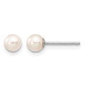 14k White Gold 4-5mm White Round FW Cultured Pearl Stud Post Earrings