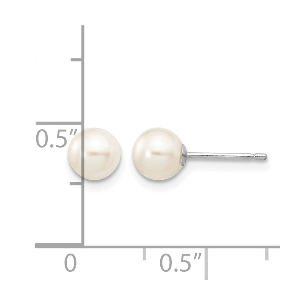 14k White Gold 5-6mm White Round FW Cultured Pearl Stud Post Earrings