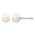 14k White Gold 5-6mm White Round FW Cultured Pearl Stud Post Earrings