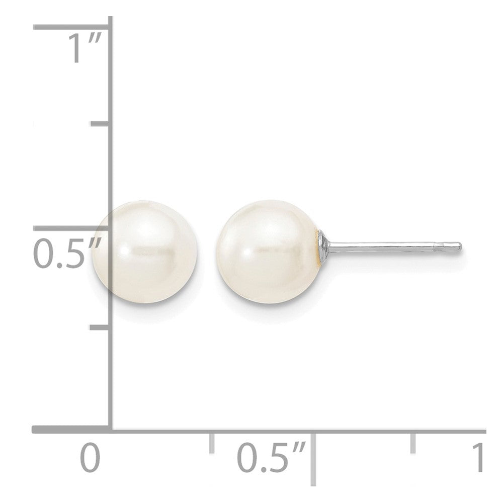 14k White Gold 6-7mm White Round FW Cultured Pearl Stud Post Earrings