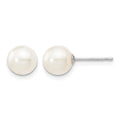 14k White Gold 6-7mm White Round FW Cultured Pearl Stud Post Earrings