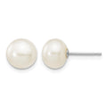 14k WG 7-8mm White Button FW Cultured Pearl Stud Post Earrings