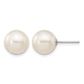 14k White Gold 9-10mm White Round FW Cultured Pearl Stud Post Earrings
